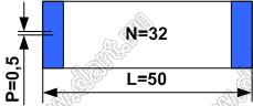 BLFPC P0,5 32PIN 50mm шлейф плоский сверхтонкий FFC/FPC; 32; длина 50мм; контакты на одной поверхности