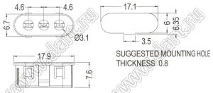 LED3-14-3S держатель трех круглых 3мм светодиодов на корпус; нейлон-66 (UL); черный
