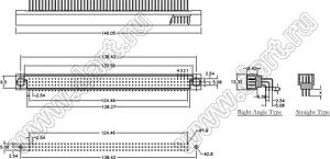 9001-131501С00A (DIN 41612-150ABC-MS) вилка прямая 3-х рядная; 150-конт.; P=2,54мм