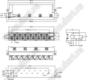 9001-5115151TA (DIN 41612-15AB-MR, CRMH159AHA0, HARTING 09061152911) вилка угловая 2-х рядная; 15-конт.; P=5,08мм