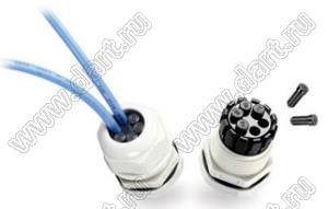 SPM-023-B Заглушка герметичная для неиспользуемого отверстия в кабельном вводе на несколько проводов; P=4,2мм; A=3,0мм; B=2,3мм; C=15мм; EPDM; черный