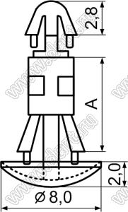 RCA-12.7 фиксатор платы с двумя защелками; A=12,7мм; D=3,0мм; S=1,6мм; 4,0; t=0,8...1,6мм; нейлон-66; натуральный