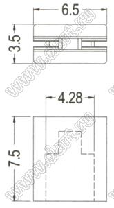 LED2x7.5 держатель светодиода на плату прямой; A=7,5мм; нейлон-66 (UL); натуральный