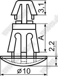 RCM-5 (RS-5) фиксатор платы с двумя защелками; A=5,0мм; D=4,0мм; S=1,2...1,7мм; d отв.=5,5мм; t=0,8...1,6мм; нейлон-66; натуральный