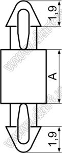 MAD-14 фиксатор платы с двумя защелками; A=14,0мм; dп=2,0мм; s=1,6мм; d отв.=2,0мм; t=1,6мм; нейлон-66 (UL); натуральный