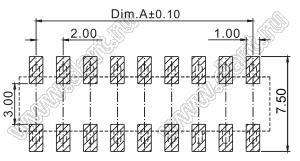 2207SM-20G-45-PCP (2x10) (PBD2-20SM, Molex 78788-2023) розетка прямая двухрядная на плату для поверхностного (SMD) монтажа с захватом; P=2.00x2.00; 20-конт.