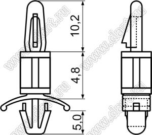 LCSL-4.8 фиксатор платы с двумя защелками; dп=4,0мм; s=2,0...3,2мм; d отв.=4,8мм; t=2,0...3,2мм; нейлон-66 (UL); натуральный