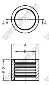 LC3-2T защелка для держателя LC3-2; A=6,4мм; B=4,95мм; нейлон-66 (UL); черный