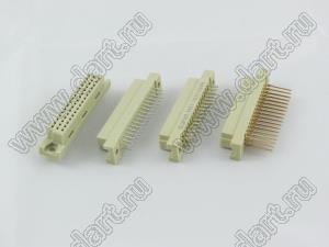 9001-1616W2C00PL2A (DIN 41612-16A-FS) розетка прямая с замком в плату толщиной 2,8…3,2 мм 3-х рядная; 16-конт.; P=2,54мм