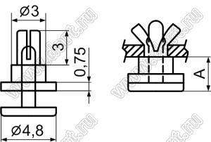 SRMA-3.5 опора межплатная; A=3,5мм; d отв.=2,0мм; t=0,8...1,6мм; нейлон-66 (UL); натуральный