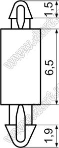 MADS-6.5 фиксатор платы с двумя защелками; dп=1,6мм; s=0,7мм; d отв.=2,0мм; t=1,6мм; нейлон-66 (UL); натуральный