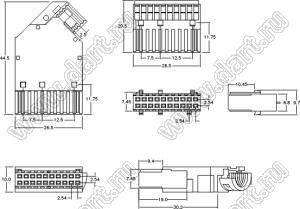 9001-8220С10G1A (DIN 41612-20AB-FS-IDC) розетка IDC на плоской кабель с шагом 1.27 мм 2-х рядная; 20-конт.; P=2,54мм