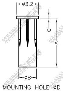 LEM-135-4.8 cветовод; A=4,8мм; B=2,6мм; C=0,4мм; поликарбонат (UL); прозрачный