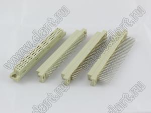 9001-1296W2C00PL1A (DIN 41612-96ABC-FS) розетка прямая с замком в плату толщиной 1,6…2,0 мм 3-х рядная; 96-конт.; P=2,54мм