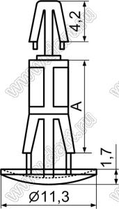 RCB-25 фиксатор платы с двумя защелками; A=25,4мм; D=4,0мм; S=1,6мм; d отв.=5,5мм; t=1,5...2,2мм; нейлон-66; натуральный