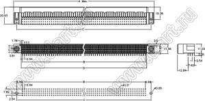 9001-742001С00A (DIN 41612-200ABC-FR) розетка угловая 3-х рядная; 200-конт.; P=2,54мм