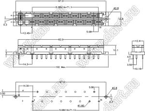 9001-5216163TA (DIN 41612-16AB-FS) розетка прямая 2-х рядная; 16-конт.; P=5,08мм