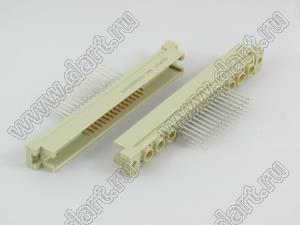 9001-932806W1С00PA (DIN 41612-28AC-MS) вилка прямая с 28 конт. на 2А и 6 коакс. или силовыми конт. 1+3-х рядная; 28-конт.; 6-конт.; P=2,54мм