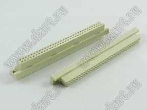 9001-3264W2C00PL2A (DIN 41612-64AB-FS) розетка прямая с замком в плату толщиной 2,8…3,2 мм 2-х рядная; 64-конт.; P=2,54мм