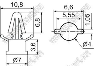 TCBT-3.6 фиксатор платы; нейлон-66 (UL); натуральный