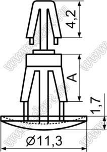 RCB-5 фиксатор платы с двумя защелками; A=5,0мм; D=4,0мм; S=1,6мм; d отв.=5,5мм; t=1,5...2,2мм; нейлон-66; натуральный