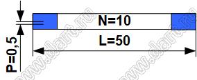 BLFPC P0,5 10PIN 50mm шлейф плоский сверхтонкий FFC/FPC; 10; длина 50мм; контакты на одной поверхности