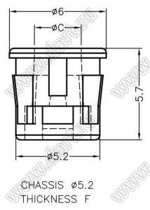 LED3-17(B) держатель круглого 3мм 2-pin светодиода на корпус; C=2,9мм; F=0,8-1,0мм; нейлон-66 (UL); черный (матовый)