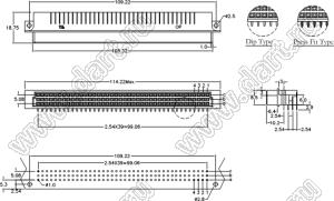 9001-A141201С00A (DIN 41612-40ABC-FR) розетка угловая 3-х рядная; 40-конт.; P=2,54мм