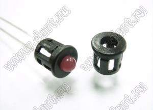LED3-17(B) держатель круглого 3мм 2-pin светодиода на корпус; C=2,9мм; F=0,8-1,0мм; нейлон-66 (UL); черный (матовый)