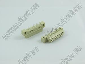 9001-48101C00L2A (DIN 41612-10A-FR) розетка угловая с замком в плату толщиной 2,8…3,2 мм 2-х рядная; 10-конт.; P=5,08мм