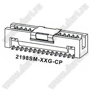 2198SM-060G-CP вилка закрытая прямая для поверхностного (SMD) монтажа с крышкой для автоматичесхого захвата; шаг 1,27x1,27мм; 2x30-конт.