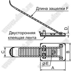 CL-5(3M) стяжка на самоклеящейся площадке с винтовым креплением M3; 30,2x21,0мм; F=91,0мм; нейлон-66 (UL); натуральный