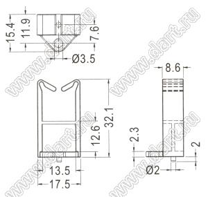 CHUC-1 фиксатор кабеля с креплением винтом; нейлон-66 (UL); черный