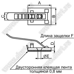 CL-2(3M) стяжка на самоклеящейся площадке с винтовым креплением M3; 25,4x18,1мм; F=85,0мм; нейлон-66 (UL); натуральный