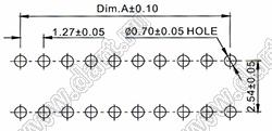 2516S-080 (BH1.27x2.54-80) вилка закрытая прямая; шаг 1,27x2,54мм; 2x40-конт.