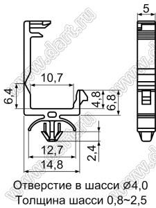 CHZB-1 фиксатор жгута проводов с защелкой в панель; нейлон-66 (UL); натуральный