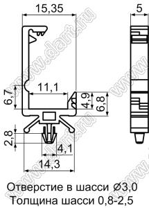 CHCS-1 фиксатор жгута проводов с защелкой в панель; нейлон-66 (UL); натуральный