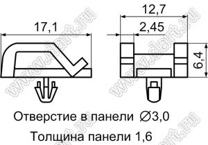 FCPT-1 зажим плоского шлейфа с защелкой в панель; нейлон-66 (UL); натуральный