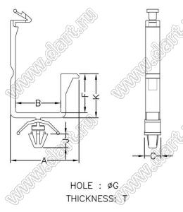 CHK-15 зажим проводов с защелкой в панель; F=22,3мм; K=24,1мм; нейлон-66 (UL); натуральный