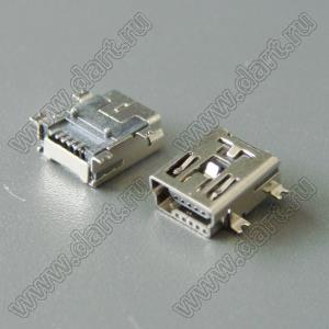 U148-0155-H6161 (US01-312) розетка мини USB2.0 для выводного монтажа, 5 конт. (выводы приподняты на 1,8 мм относительно плоскости основания)