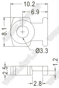 TH-9 фиксатор кабельной стяжки с отверстием под винт; 10,2x8,1мм; нейлон-66 (UL); натуральный