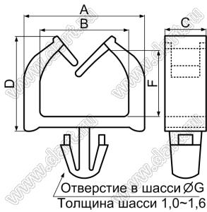 MWS-6 фиксатор жгута проводов с защелкой в панель; нейлон-66 (UL); натуральный