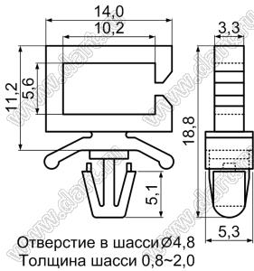 WSS-2 зажим проводов с защелкой в панель; нейлон-66 (UL); натуральный