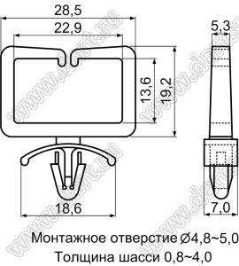 CHE-1 фиксатор жгута проводов с защелкой в панель; нейлон-66 (UL); натуральный