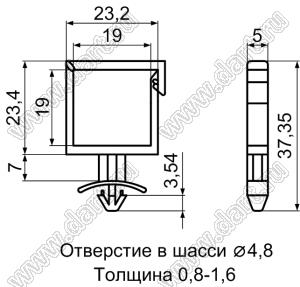 CHH-3 фиксатор жгута проводов с защелкой в панель; нейлон-66 (UL); натуральный