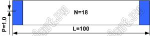 BLFPC P1,0 18PIN 100mm шлейф плоский, шаг 1,0мм 18 жил длина 100мм, контакты на одной поверхности