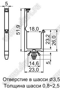 CHM-20 фиксатор жгута проводов с защелкой в панель; нейлон-66 (UL); черный