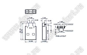 US01-589 вилка USB2.0 на плату SMD тип A