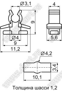 THVB-1(B) зажим кабеля; нейлон-66 (UL); черный