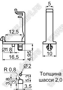 CHMK-1 фиксатор жгута проводов с защелкой в панель; нейлон-66 (UL); натуральный